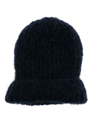Casey Casey - folded-edge intarsia-knit beanie - women - Mohair/Polyamide - One Size - Blue