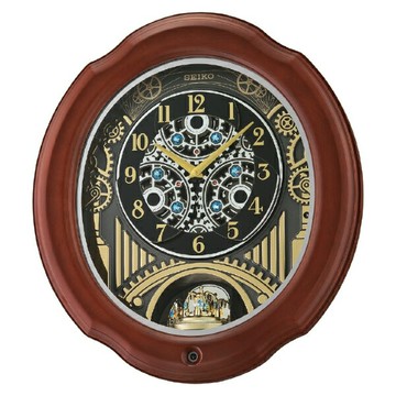 seiko SK037 精工鐘 (QXM392B) 木質外殼水晶旋轉皇冠音樂鐘/48.4x43.5cm｜樂天領券現折★全館特惠中★指定刷卡回饋10%