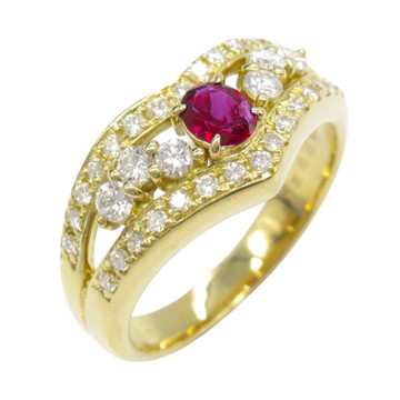 【二手名牌BRAND OFF】JEWELRY 無品牌珠寶 18K黃金 紅寶石 鑽石 戒指 #13