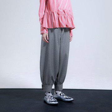 寬卡夫收口毛料氣球褲