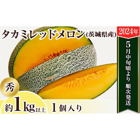 ふるさと納税 12-21茨城県産タカミレッドメロン1個（1kg以上） 茨城県下妻市