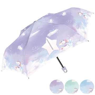 日本中谷 - 星星透明窗兒童折疊傘-夢幻獨角獸-紫 (50cm)