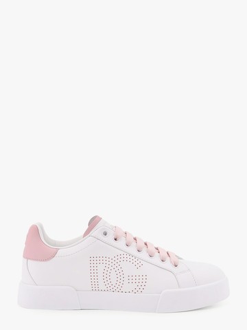 Portofino low-top leather sneakers with lateral monogram - DOLCE & GABBANA - gender_Woman