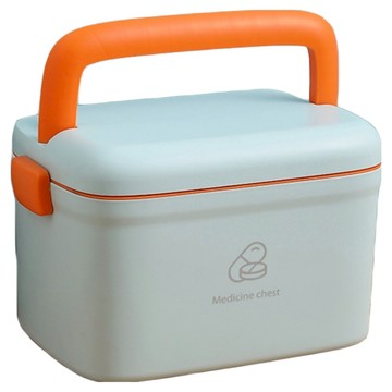 雙層醫藥急救保健收納箱 小款 靛青色 防潮 兒童安全鎖  1個
