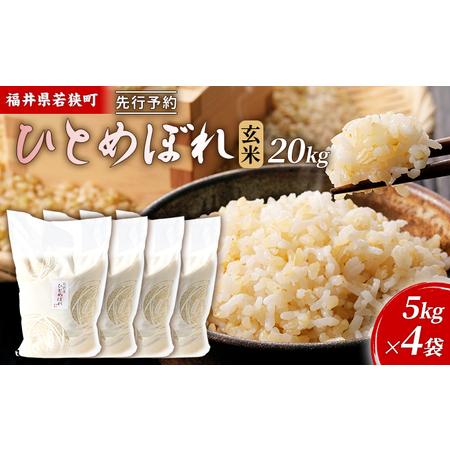 ふるさと納税 令和5年産福井県若狭町ひとめぼれ（一等米）玄米　20kg（神谷農園） 5kg×4袋 福井県若狭町