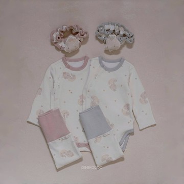 Peekaboo Nernar手繪蛇寶寶附髮帶配色新生兒套裝｜寶寶套裝 嬰兒套裝 彌月禮物 寶寶衣服 韓國童裝