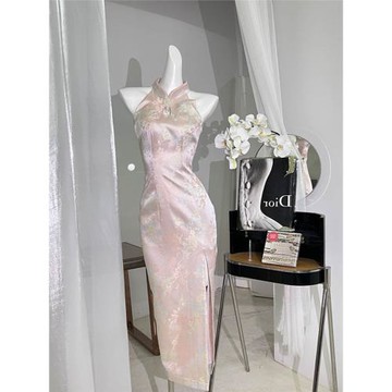 2025春夏新款新中式富家小千金改良旗袍高級感小香風粉色連衣裙女