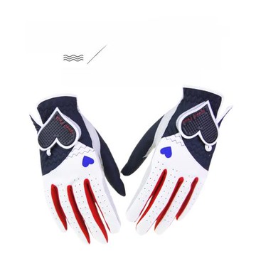 女士高爾夫手套心形魔術貼手套golf韓版進口軟PU防滑耐磨雙手3色