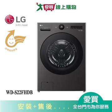 LG樂金22KG熱泵蒸洗脫烘滾筒洗衣機WD-S22FHDB_含配送+安裝【愛買】