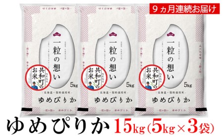 令和5年産 定期便 9ヵ月連続お届け ゆめぴりか 15kg 精米 北海道 共和町