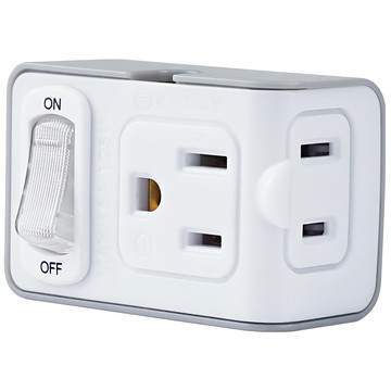 RONEVER 1切2座3變2小壁插  灰色 + 白色  1個  14.8cm