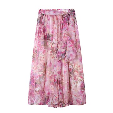 FINDSENSE G5 韓國時尚 夏季 清涼 休閒 印花 寬鬆 雪紡 闊腿褲