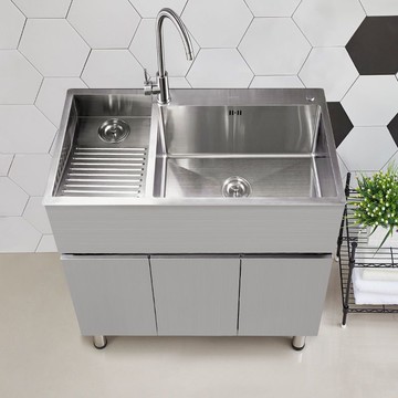 免運 開立發票 水槽 陽台洗衣盆 304不銹鋼洗衣柜水槽一體柜陽臺洗手盆洗衣池浴室柜洗菜盆組合柜A0829