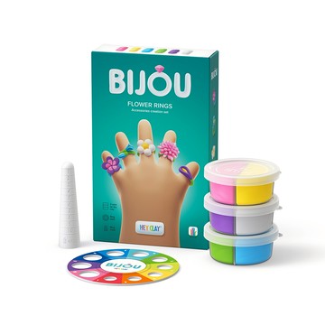 美國Hey Clay - 智塑輕黏土-花朵戒指組(3罐黏土+1戒圍錐+1戒圍測量板)