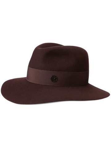Maison Michel - Henrietta felt Fedora hat - unisex - Wool Felt/Cotton/Viscose - M - Brown