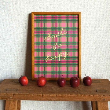 「tokimeki tartan check ( 粉紅 × 綠 )」A4 海報