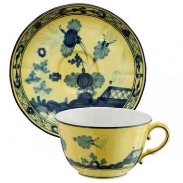 義大利 Richard Ginori 仿古花園系列 茶杯底盤組 黃色