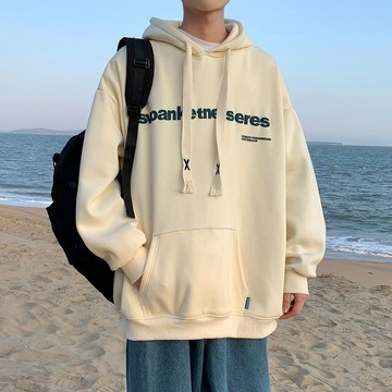 衛衣男字母印花港風情侶外套寬鬆oversize高街潮ins連帽套頭上衣