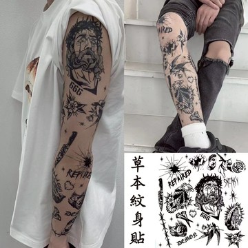 🔥優選好物🔥歐美草本紋身貼 刺青貼紙 防水防汗刺青貼 拚接花臂紋身貼半永久刺青 紋身貼紙 拼接紋身 紋身貼 超逼真