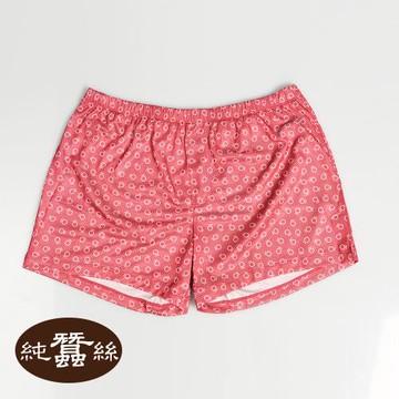 【岱妮蠶絲】鳳眼蠶絲中腰平口內褲男四角褲-紅底白圈(MMA4BA01)