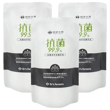 台塑生醫 Dr's Formula 抗菌洗手乳補充包  400g  3包
