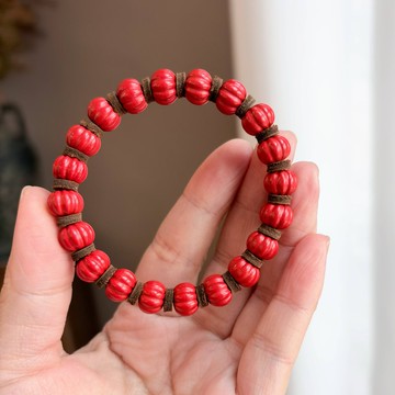 硃砂南瓜鏈 豐收富足好運鏈 天然硃砂平安飾 國風輕奢高級禮