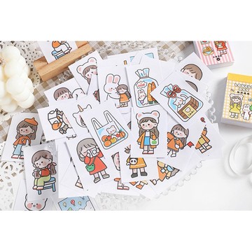 🍋檸檬青🍋清倉現貨超可愛小暖日記系列卡通貼紙4款50張入迷你豆豆本手帳裝飾素材