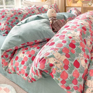 ins風純棉被套單件100全棉150x200x230宿舍1.5米床單花被罩三件套