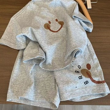 【臺灣出貨】夏季 套裝 男童夏裝印花兩套裝新款兒童夏季洋氣短袖短褲兩件套寶寶