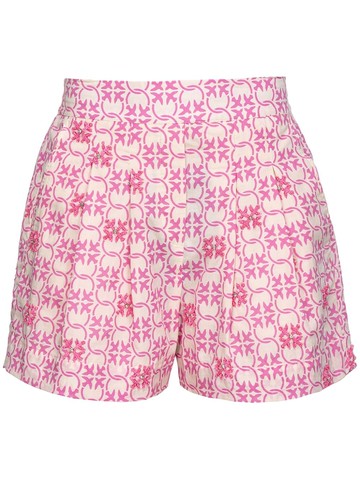 PINKO - monogram-pattern high-waist shorts - women - Cotton/glass/Brass/PVC/Cotton - M