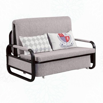 文創集 安納卡灰色棉布料前拉式雙人沙發椅/沙發床-130x86x90cm免組