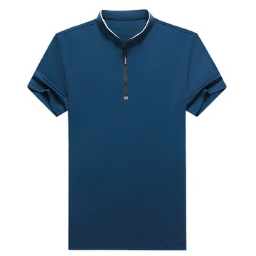 男士短袖素色T恤 休閒薄款立領T恤 商務通短袖T恤 三十元半拉鍊T恤