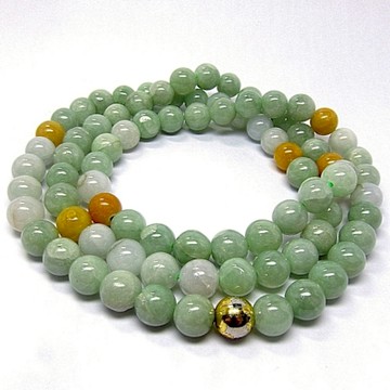 【小樂珠寶】黃冰綠特色8mm 天然A貨翡翠玉石項鍊H92