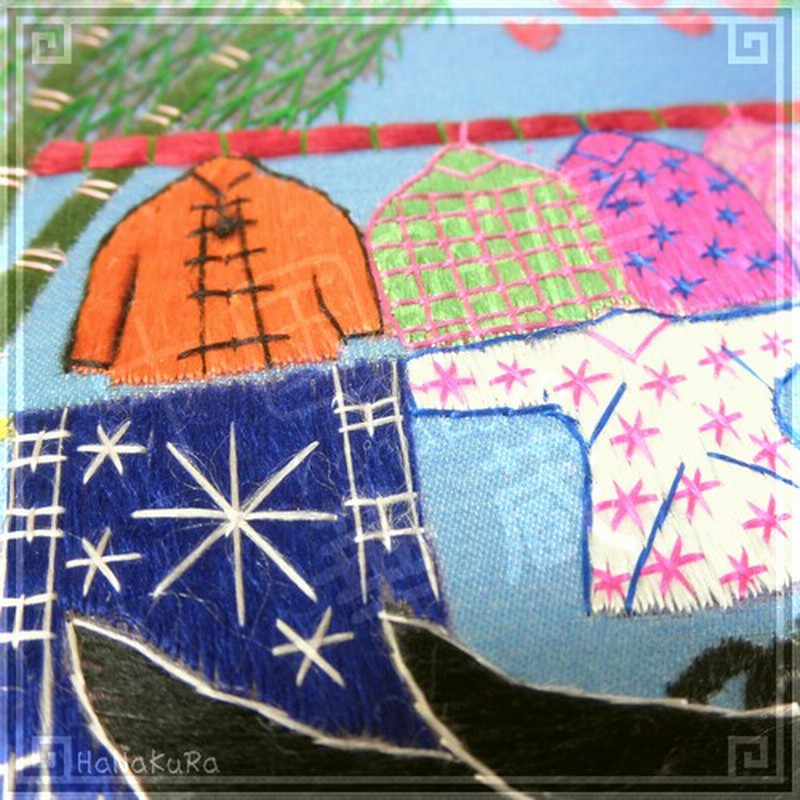 中国作家手刺繍額