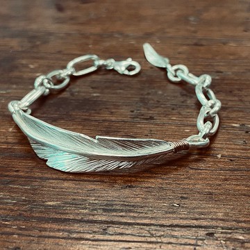 純銀羽毛 手環 半環半鍊 可客製姓名 S440