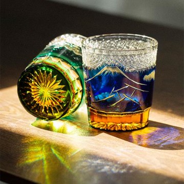 江戶切子進口水晶玻璃威士忌杯手工限量琉璃系列洛克杯日式洋酒杯