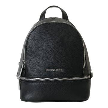 MICHAEL KORS 銀字鵝卵石皮革背包mini 後背包(素面黑)