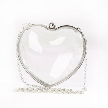 【巴黎精品】現貨+預購 晚宴包手拿包-透明愛心壓克力鍊條女包包v1ah22