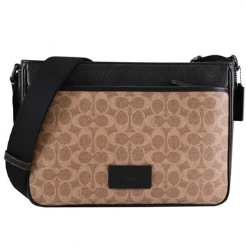 COACH CY824 District 經典印花LOGO斜背包/公事包.駝黑