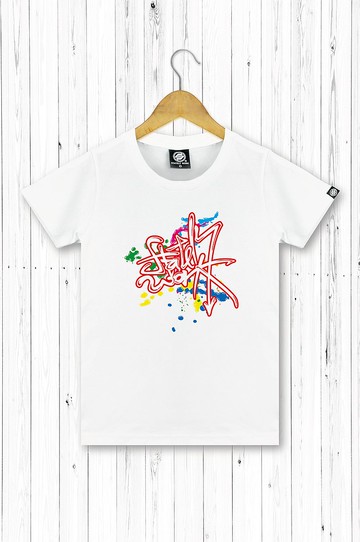 statelywork潑漆塗鴉T-女T恤 黑白二色