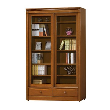 文創集 米奇亞4尺實木推門下二抽書櫃-121x45x198cm免組