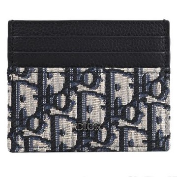 Christian Dior Oblique 滿版緹花LOGO六卡卡夾(深藍/黑)