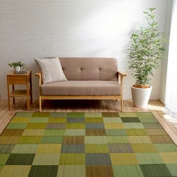 日本 IKEHIKO池彥 藺草地毯ColorBlock 絕美格子居家美學 - 彩色花田-191x250x0.6cm