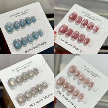 可隔日到貨！秘境花園 純手工追光貓眼穿戴甲 短圓甲 燕翎貓眼 手工甲 光療甲片 假指甲 指甲貼