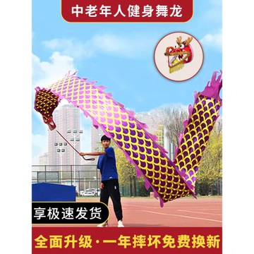 鋼架龍頭燙金健身龍帶甩彩帶舞龍彩帶健身手舞龍帶中老年運動甩龍