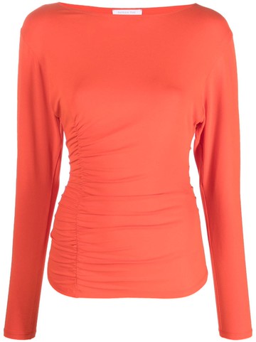 Patrizia Pepe - cut-out gathered blouse - women - Spandex/Elastane/Acetate/Polyamide - III - Orange