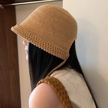 ✨精選好物✨日本同款亞麻草帽 大頭圍漁夫帽女 繫帶百搭盆帽 遮陽防曬帽子女 防曬帽  出遊帽