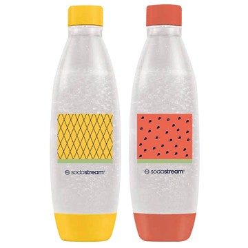 sodastream 水滴型專用水瓶 2瓶 洗碗機適用  熱帶水果 黃色 + 紅色  1L