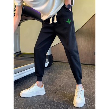 黑色百搭束腳休閑褲子男加絨衛褲運動褲2025新款男褲春秋季褲子帥