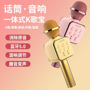 【批發】跨境熱銷無線藍牙麥克風話筒音箱一體家庭KTV唱歌變聲器【Snowbelle優選】